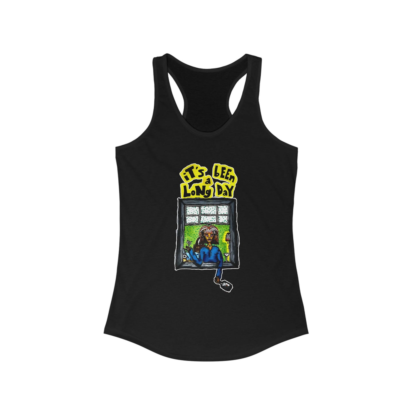 IT'S BEEN A LONG DAY Racerback Tank - Hand Drawing Design